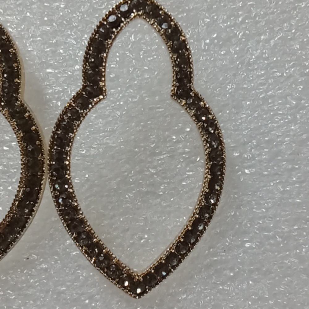 Gold Tone Rhinestone Earrings #A375 - Picture 4 of 6
